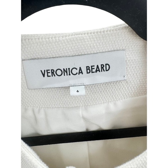 VERONICA BEARD Tamara Blazer Tortoise Shell Buttons White Sleeveless Vest Size 6 - Picture 7 of 13